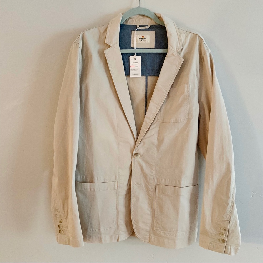Marine Layer Men’s Khaki Charles Cotton Blazer - Picture 5 of 13